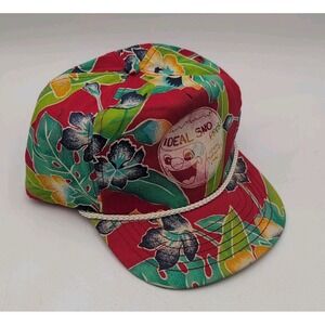 Vintage Hat Cap Snapback Hawaiian Floral San Sun Rope Trucker Sun Ideal Sno Pros